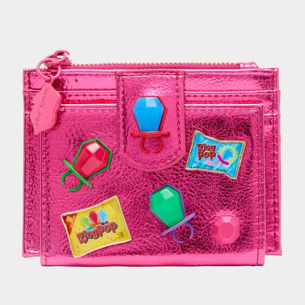 Betsey Johnson Kitsch Ring Pop Through Lick & Thin Bifold Wallet Fuchsia NWT - Picture 7 of 8